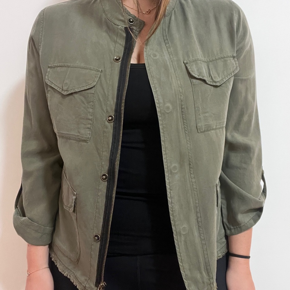 Army green Sanctuary military jacket.